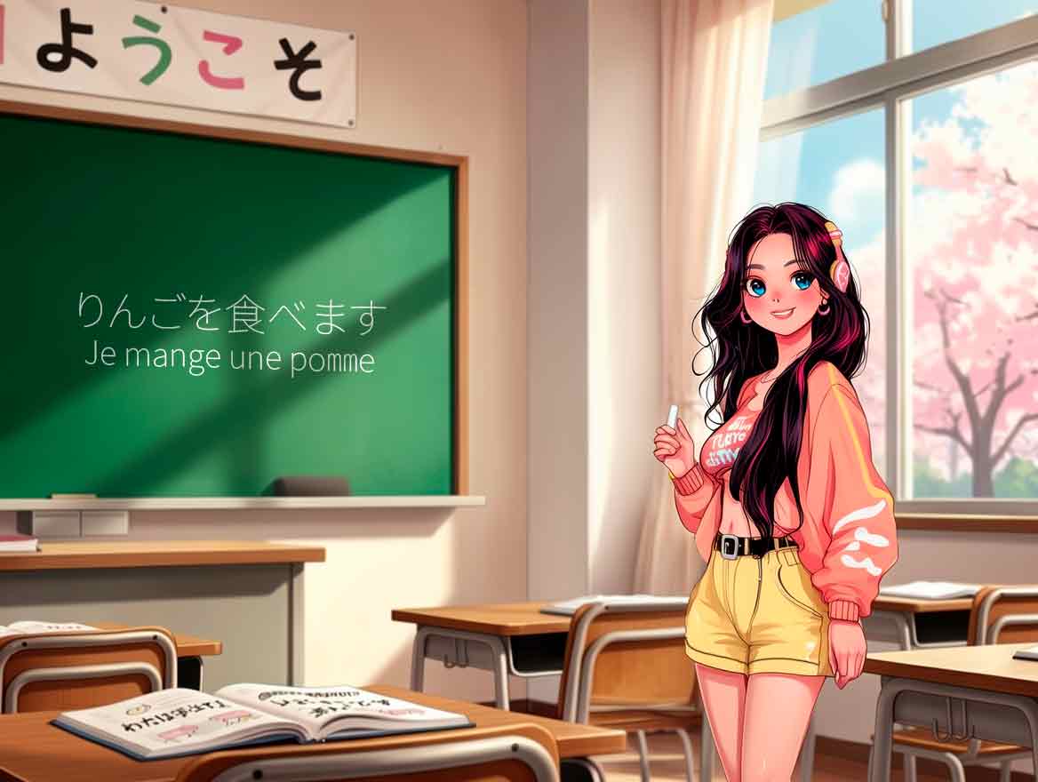 Yumi au tableau déplace le verbe à la fin de la phrase